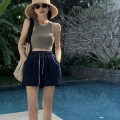 High-waisted wide-leg casual shorts